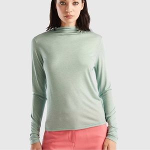 J.Crew women’s green mint cotton turtleneck blouse M NWT L36-30
